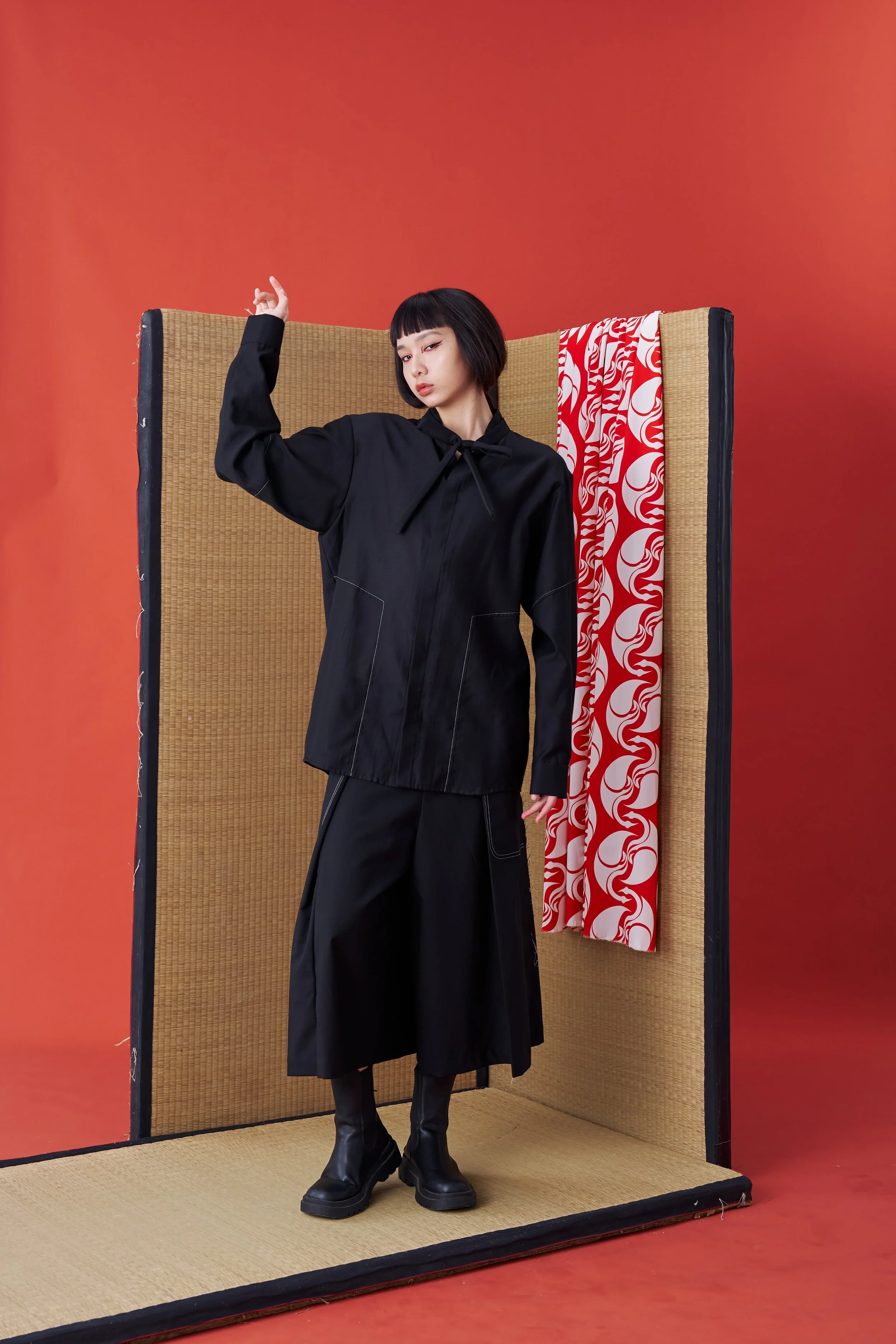 Deconstructed Collar Tie Shirt (Black) — INF - Garment for the